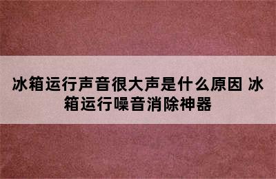 冰箱运行声音很大声是什么原因 冰箱运行噪音消除神器